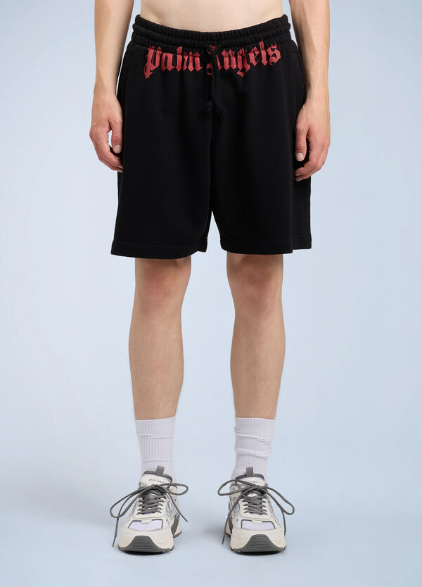 Palm Angels Waist Logo Sweatshorts Black pma0164106